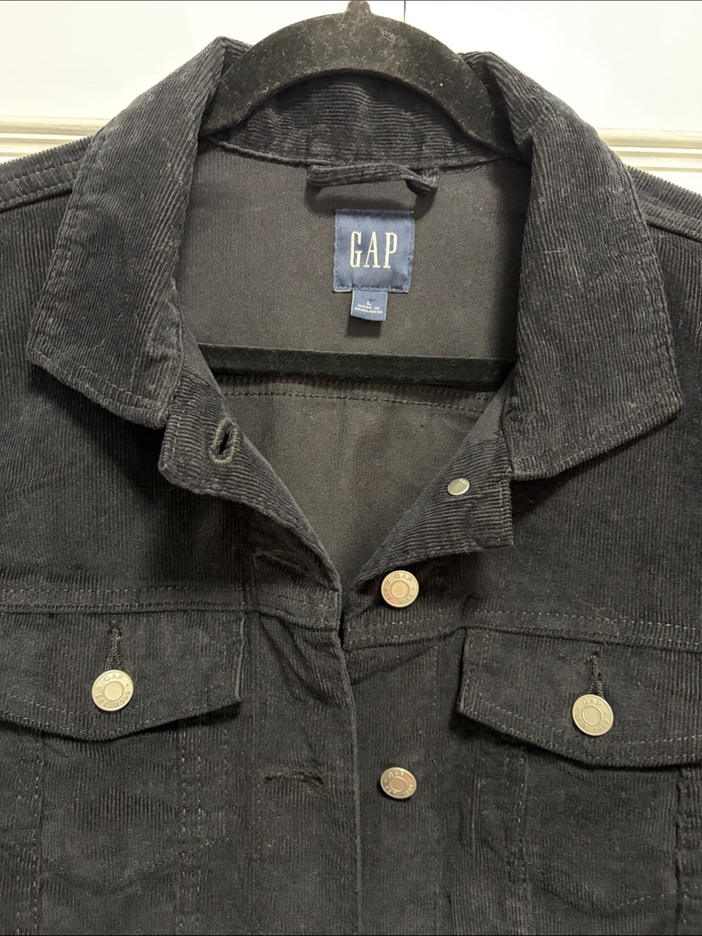 GAP Black Corduroy Trucker Jacket women’s large - Picture 4 of 11
